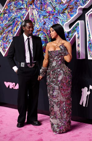 Cardi B and Offset attend the 2023 MTV Video Music Awards at the Prudential Center in Newark, New Jersey, on Sept. 12, 2023.