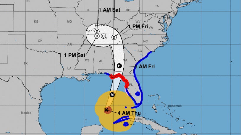 Updated path after landfall in Florida