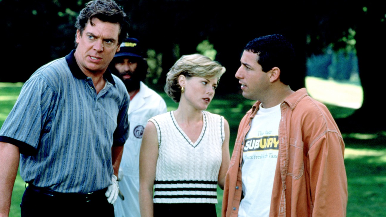 Christopher McDonald, Julie Bowen and Adam Sandler in 'Happy Gilmore'