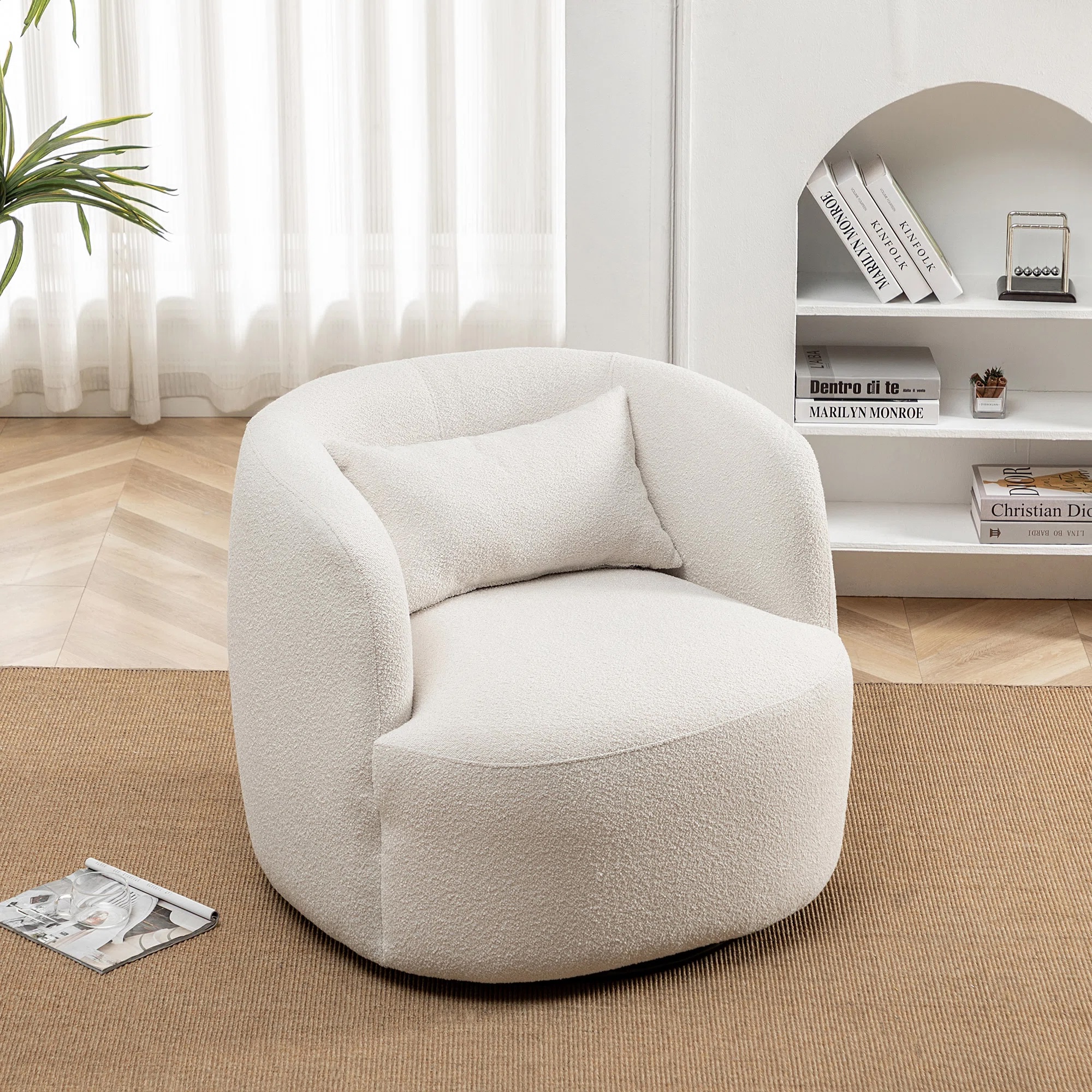 Kelly Clarkson Home Sydney Boucle Upholstered Swivel Armchair