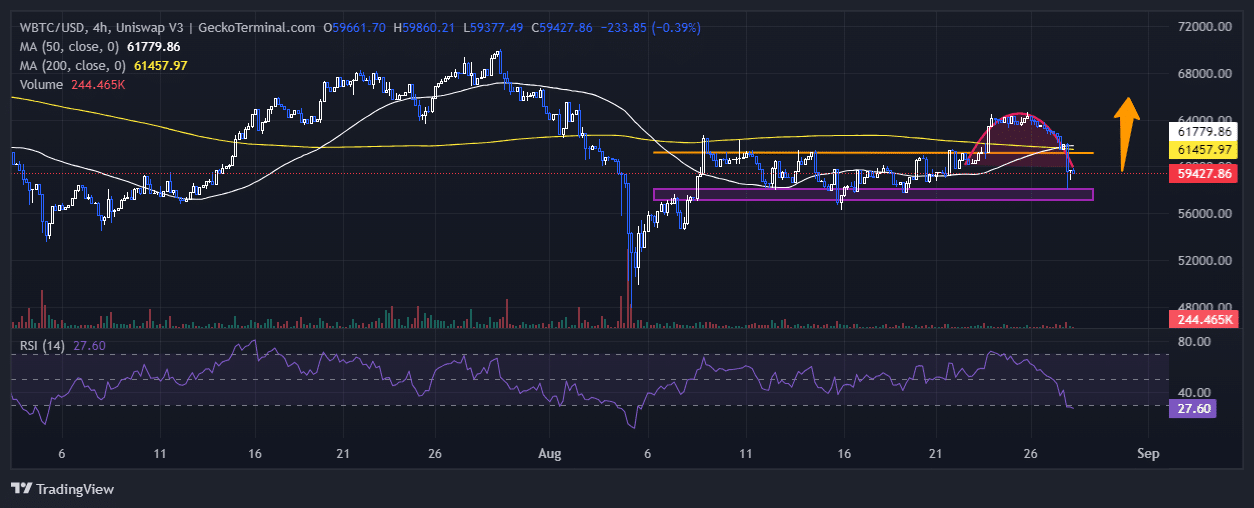 Bitcoin Price Chart Analysis Source: GeckoTerminal.com