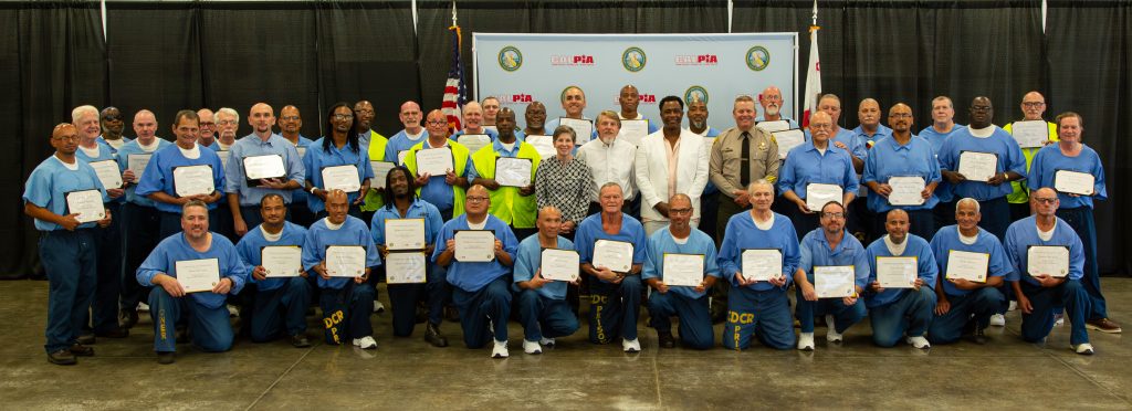 A group photo of the graduation at Mule Creek state Prison.