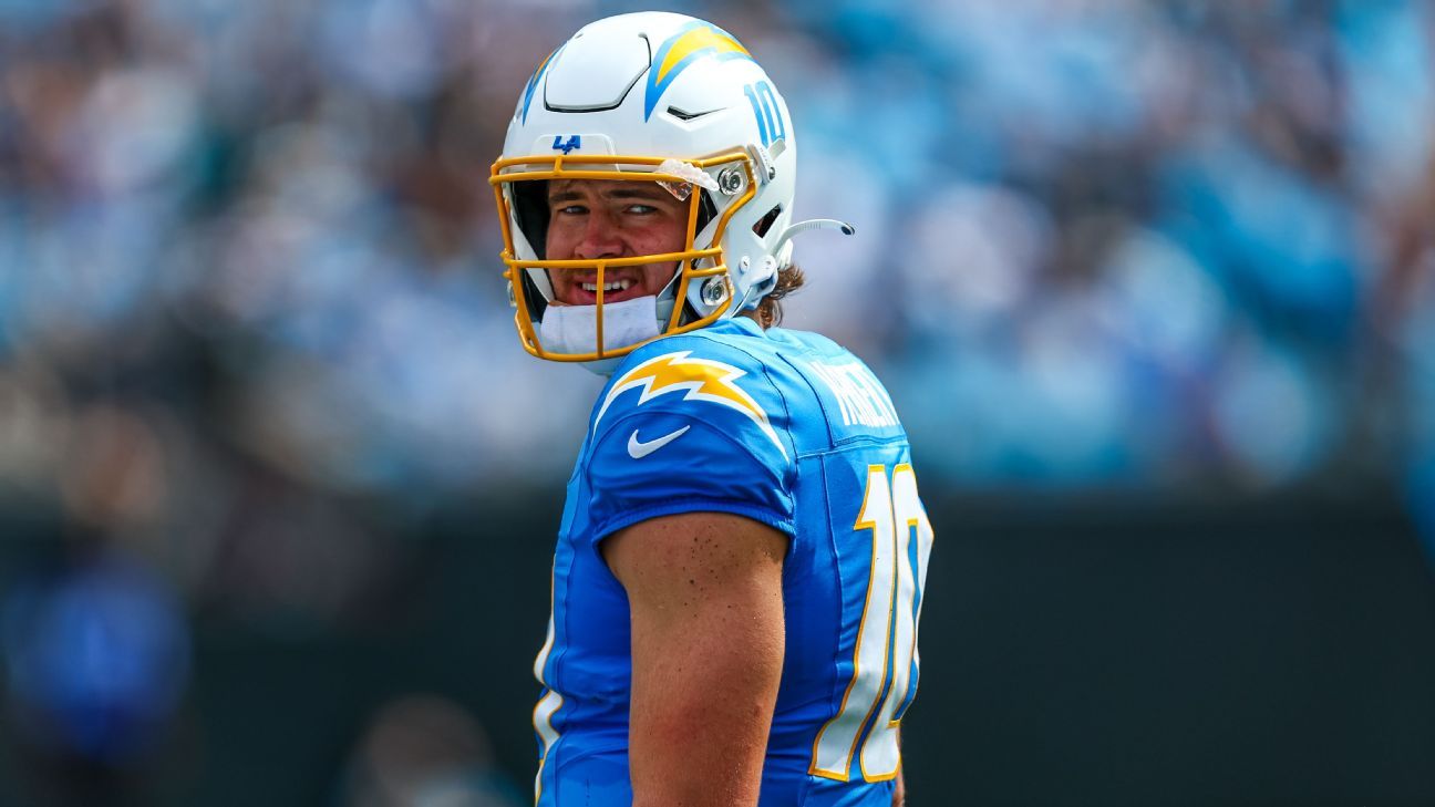 Chargers' Justin Herbert active despite high ankle sprain