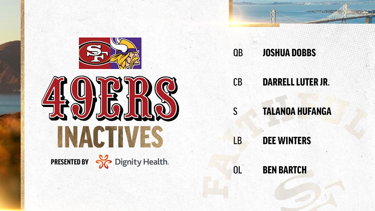 Five Players Out vs. Vikings; Inactives for #SFvsMIN