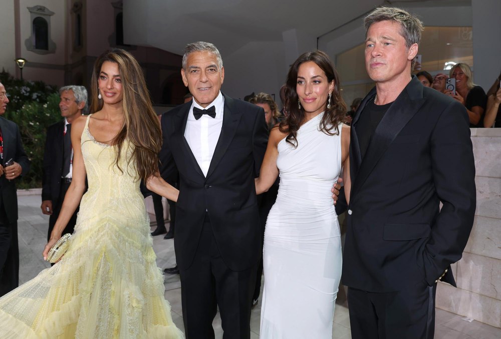 George Clooney and Wife Amal Double Date With Brad Pitt and Girlfriend Ines de Ramon in Venice