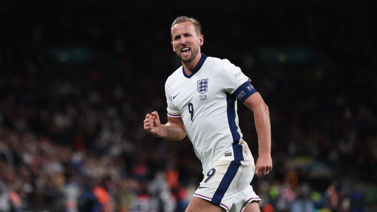 Harry Kane marks 100th England cap with two goals vs. Finland