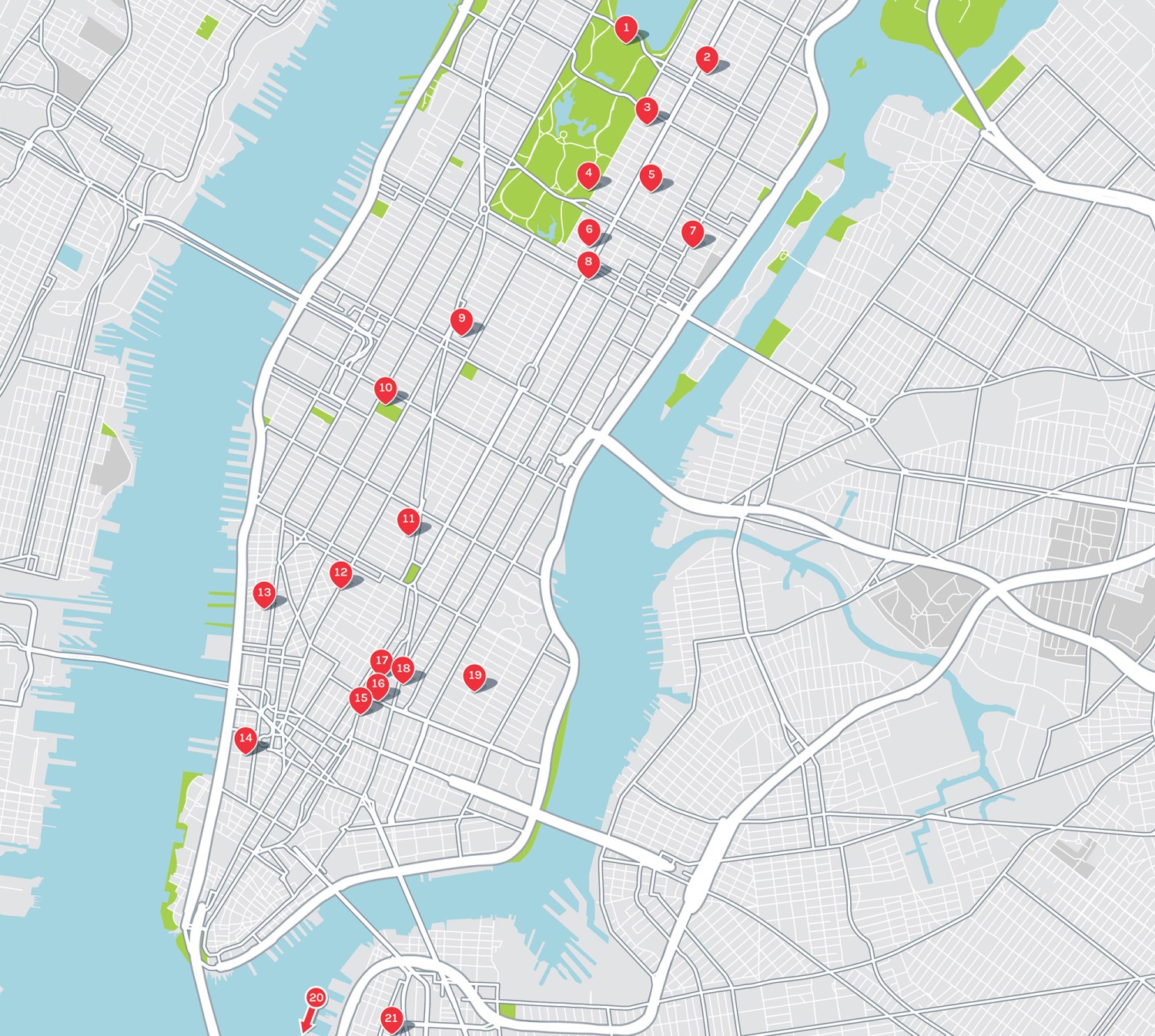 New York's Top Power Spots Map