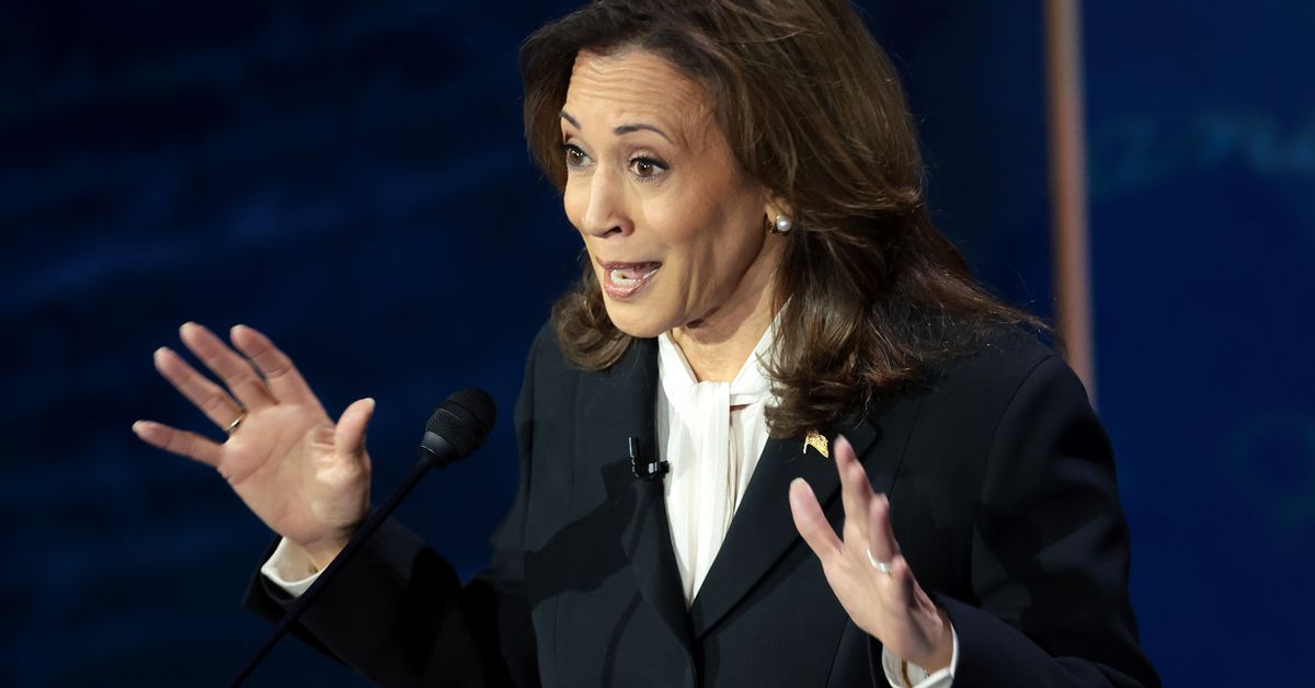 A photo showing Vice President Kamala Harris during the debate with Donald Trump