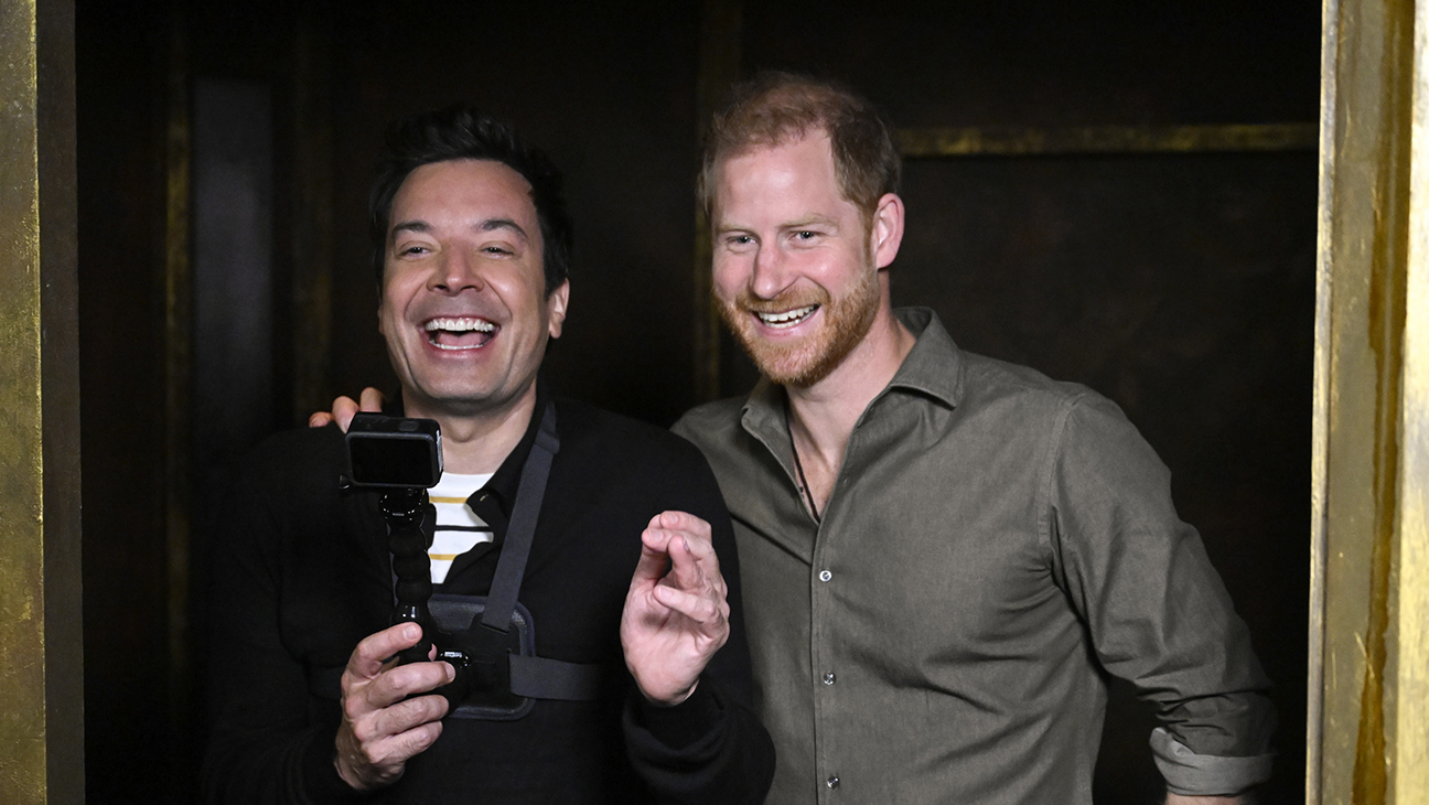 Jimmy Fallon (left) and Prince Harry