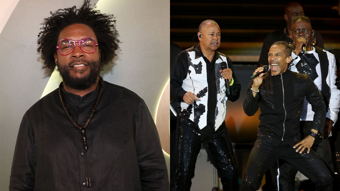 (L-R) Questlove and Earth, Wind and Fire members Ralph Johnson, B. David Whitworth and Philip Bailey split