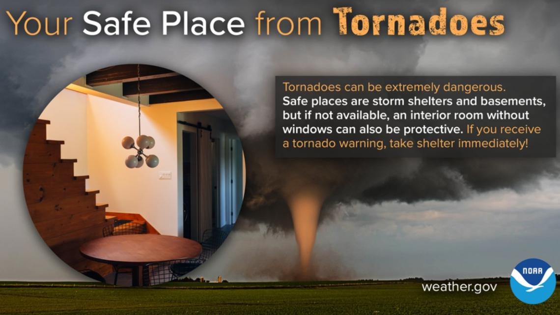 Where to take shelter during a Tornado Warning?