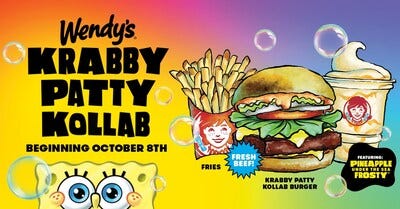 In celebration of the 25th anniversary of “SpongeBob SquarePants,” Wendy’s created the Krabby Patty Kollab meal, featuring a Pineapple Under the Sea Frosty and a Krabby Patty Kollab Burger dropping in the U.S. and Canada on Tuesday, October 8 for a limited time.