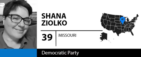 BBC graphic shows a picture of Democratic voter Shana Ziolko, 39, from Missouri