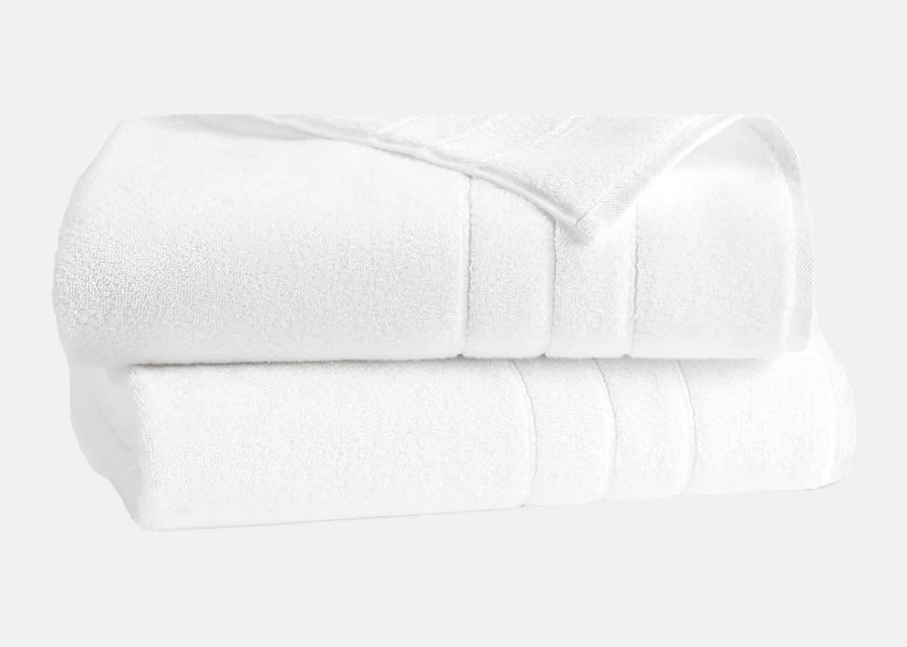 A stock of two white towels