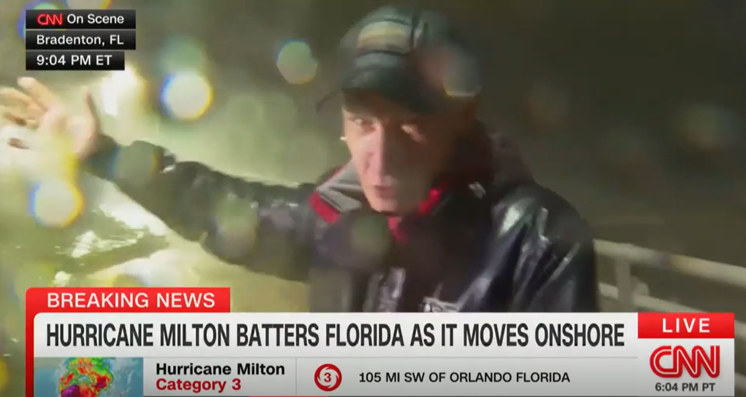 Anderson Cooper in Hurricane Milton