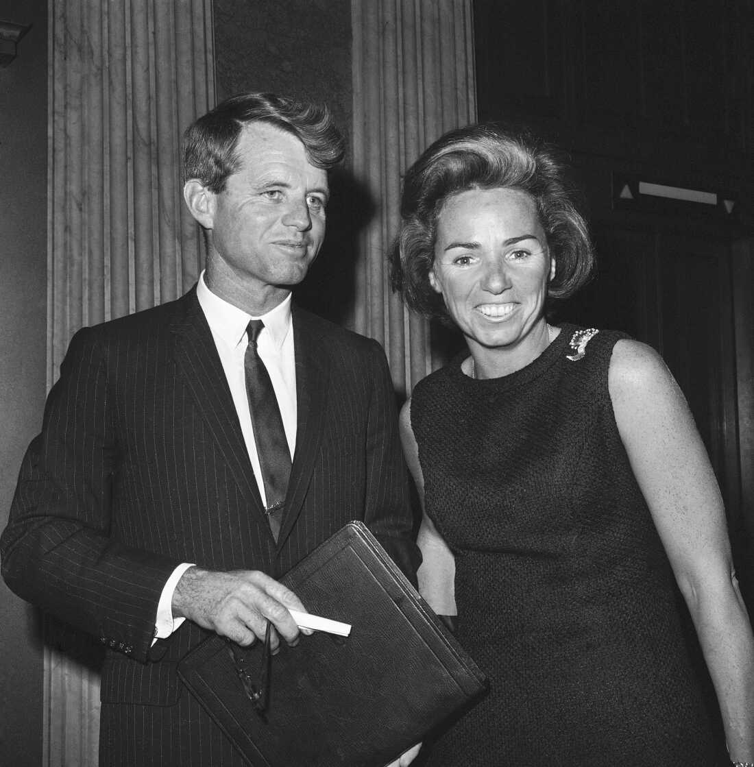 Sen. Robert Kennedy poses with his wife Ethel outside the Senate chamber on Oct. 13, 1965, in Washington.