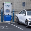 An electric vehicle is seen charging in New Jersey on June 11, 2024.