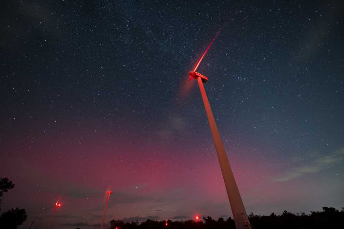 An aurora borealis is seen from the Pujalt astronomical observatory on Oct. 10 in Pujalt, Barcelona, Spain.