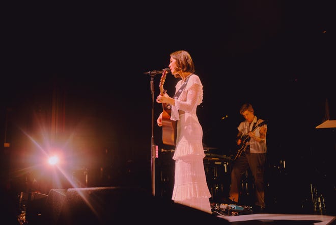 Gracie Abrams performs during the second of three The Secret of Us tour shows at the Greek Theatre in Los Angeles on Sept. 11, 2024.