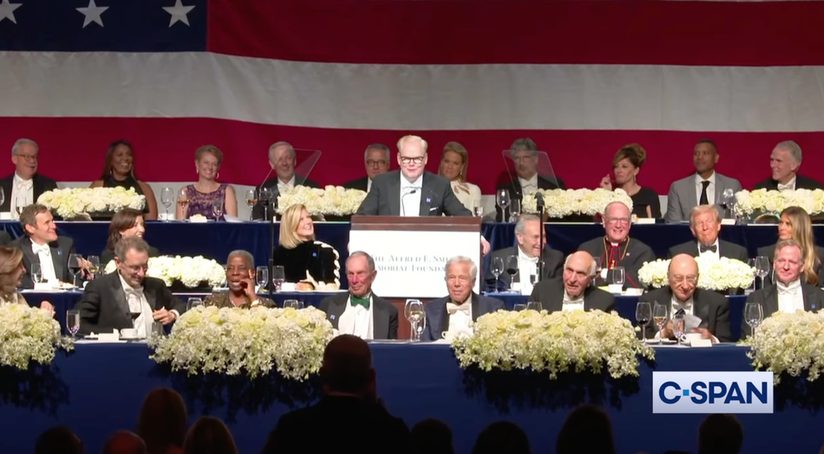 Jim Gaffigan takes break from playing SNL’s Walz to roast Al Smith dinner’s ‘Family Feud’ night featuring Trump and Letitia James