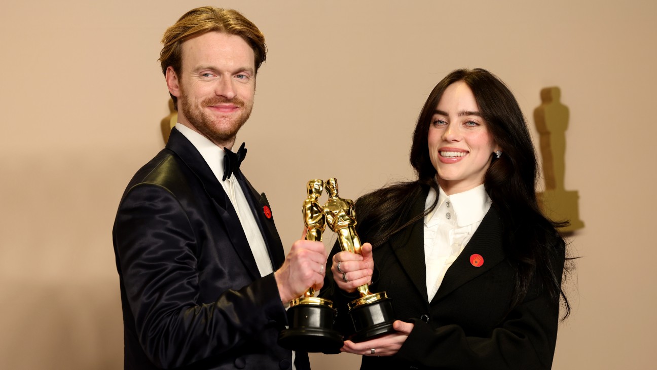 Finneas O'Connell and Billie Eilish at the 2024 Oscars