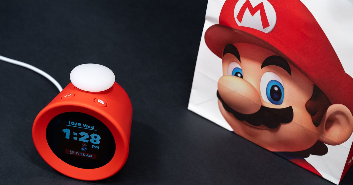 A photo of Nintendo’s Alarmo alarm clock.