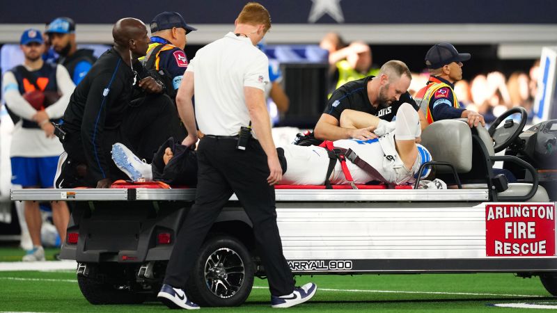 Aidan Hutchinson: Detroit Lions star carted off field with broken tibia