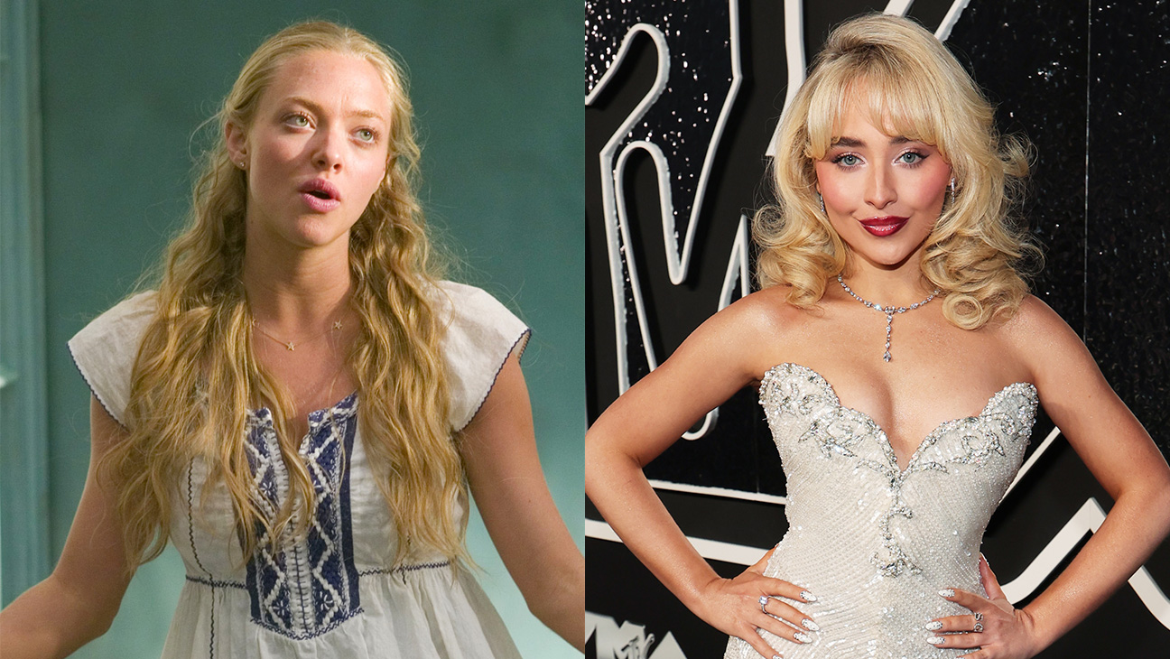 Amanda Seyfried in Mamma Mia and Sabrina Carpenter