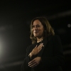 Vice President Harris takes the stage at a rally in Harrisburg, Pa., on Oct. 30, 2024.