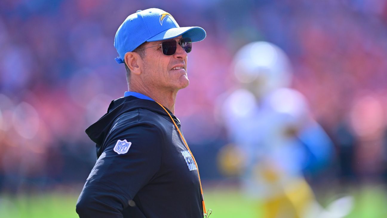 Chargers' Jim Harbaugh exits vs. Broncos with atrial flutter