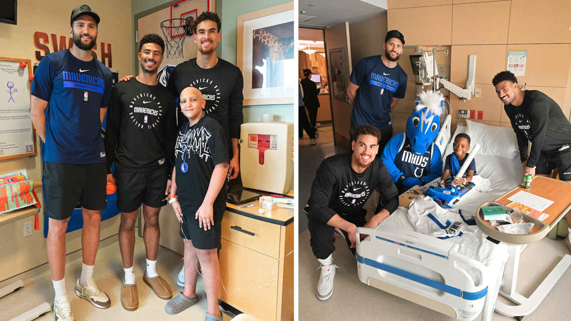 Dallas Mavs players visit patients in hospital ahead of Halloween