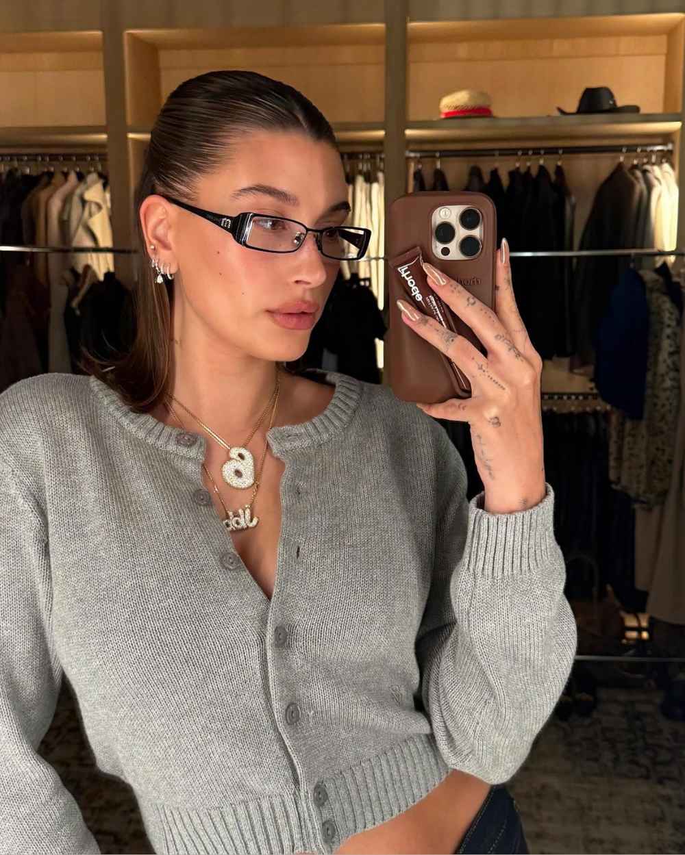 Hailey Bieber Gives a Glimpse of Her Postpartum Body in Cropped Sweater