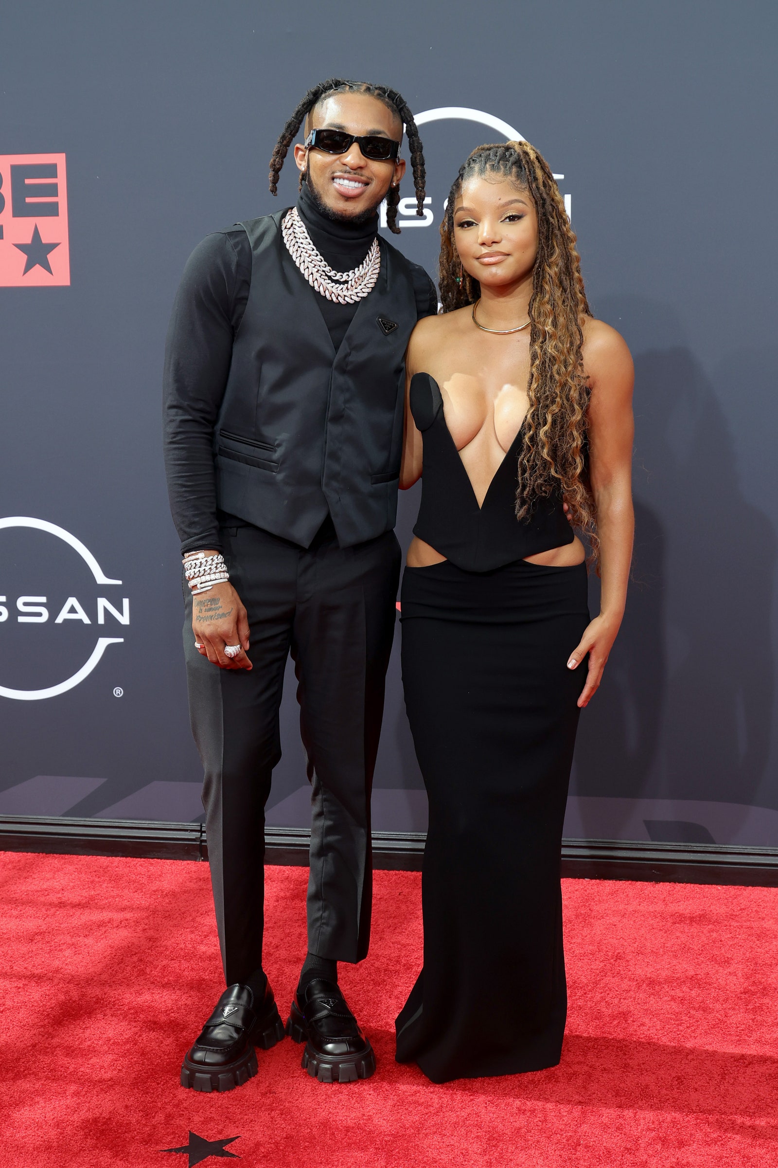 DDG and Halle Bailey attend the 2022 BET Awards at Microsoft Theater on June 26 2022 in Los Angeles California.