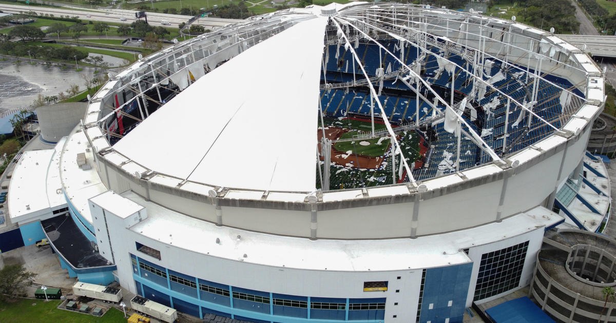 Hurricane Milton rips roof off Tropicana Field — Tampa Bay Rays stadium that was used as staging site for responders