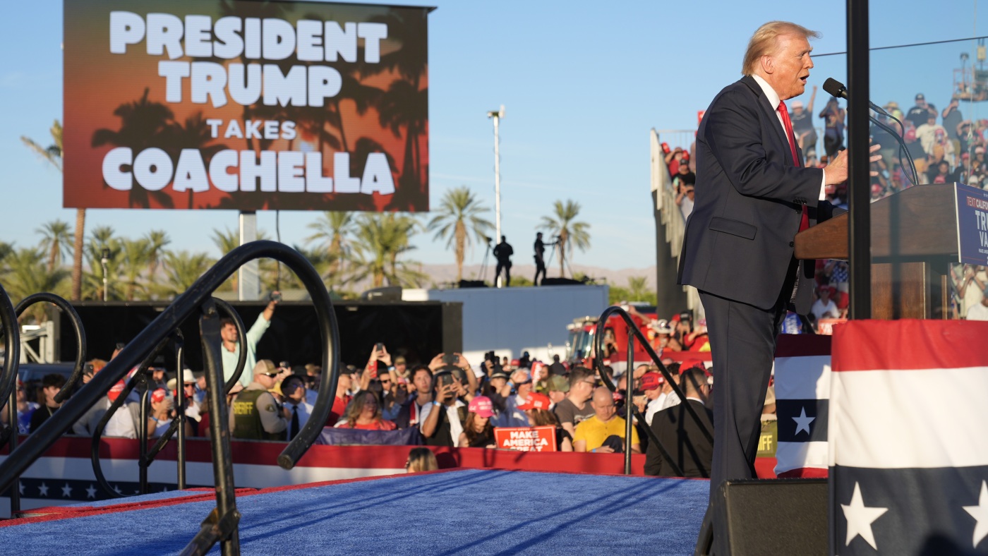 Man with guns arrested near Trump rally in Coachella, sheriff says : NPR