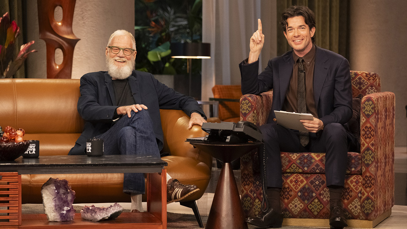 David Letterman and John Mulaney at John Mulaney Presents: Everybody’s in LA for the Netflix is a Joke Festival at The Sunset Gower Studios on May 9, 2024 in Los Angeles, CA.