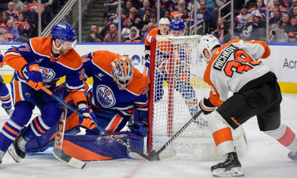 Oilers spoil Matvei Michkov's 2-goal game, beat Flyers in overtime