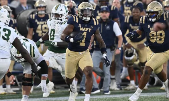 Peele returns 2 interceptions for TDs, No. 25 Navy overpowers Charlotte 51-17