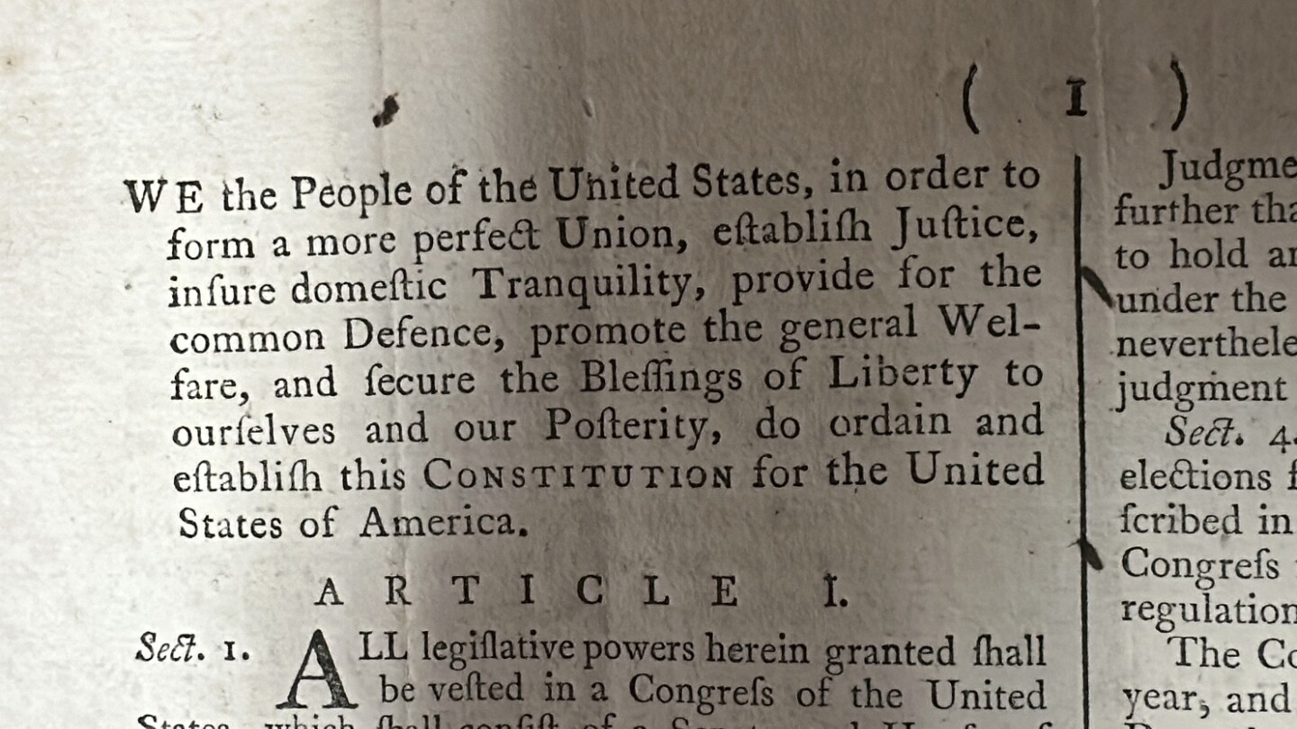 Rare copy of the US Constitution up for auction is expected to sell for millions