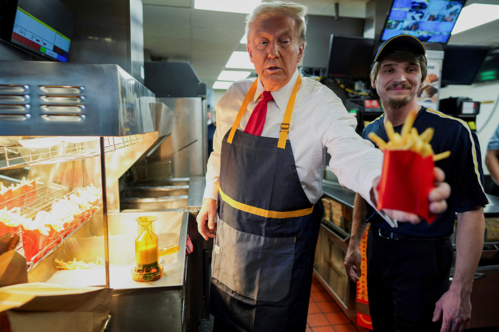 WATCH: Trump disparages Harris as he visits a McDonald’s in swing state Pennsylvania