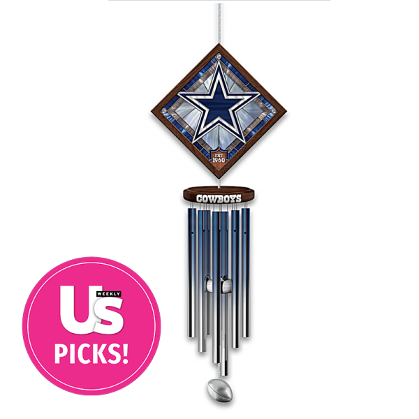 The Bradford Exchange NFL Dallas Cowboys Wind Chime With Stained-Glass Logo