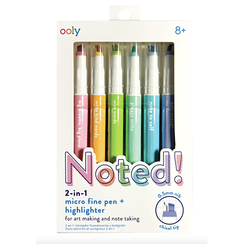 Ooly Noted! 2-in-1 Micro Fine Tip Pen and Highlighters Set