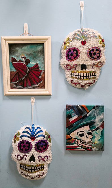 Details of the community ofrendas on exhibit through Sunday, November 3rd at the State of Michigan Museum and sponsored by Casa de Rosado Galeria and Cultural Center in Lansing. Friday, Nov. 1, 2024.