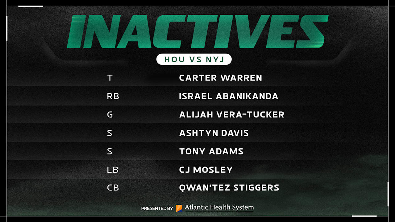 New York Jets vs. Houston Texans Game Inactives