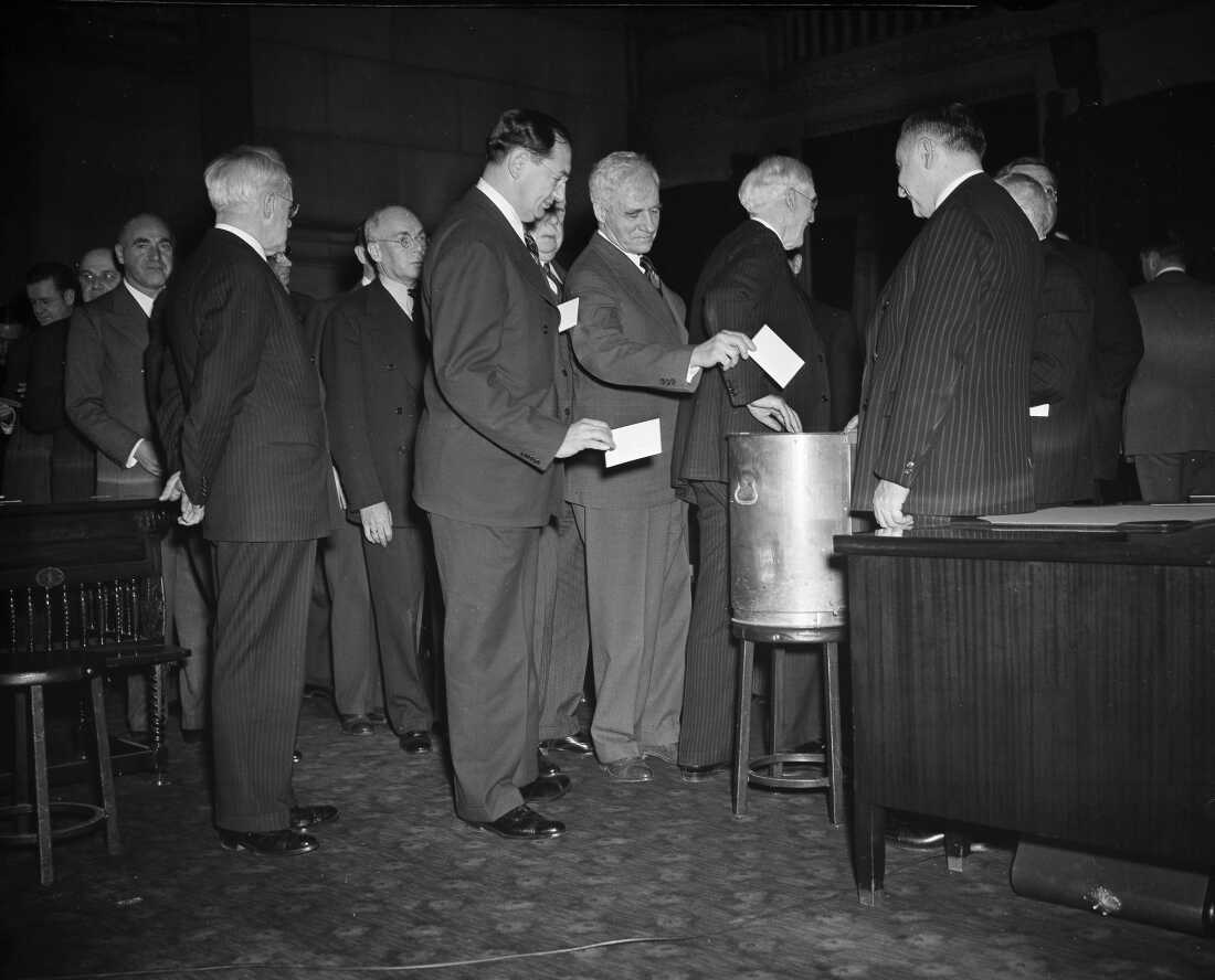 Dec. 16, 1940: New York State electors, part of the Electoral College, cast votes at the state capital in Albany. 