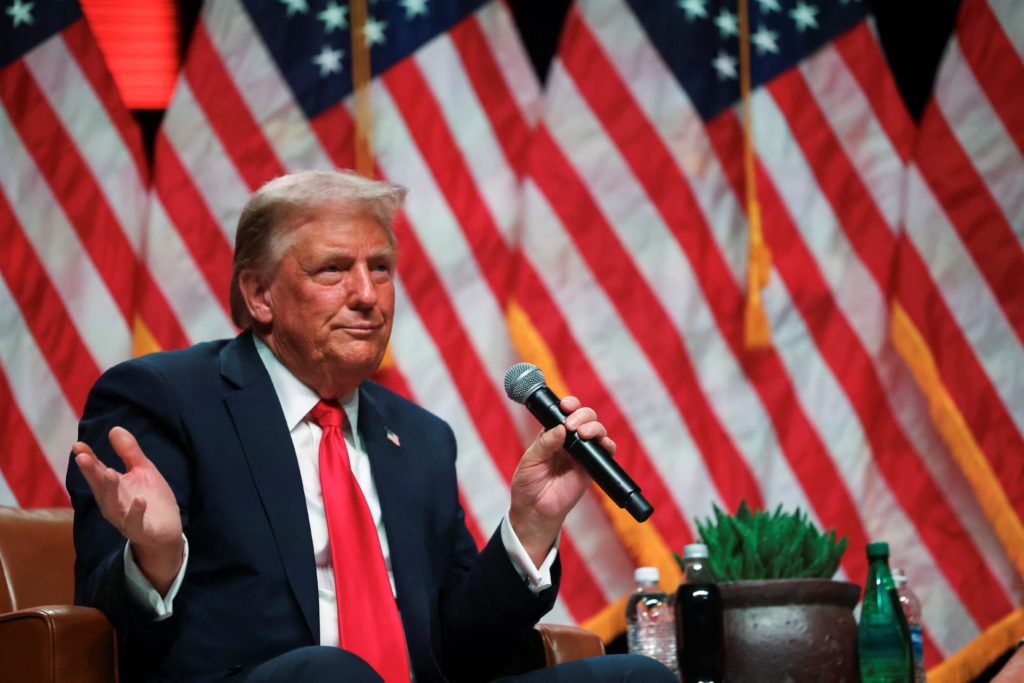 Republican presidential nominee and former U.S. President Donald Trump campaigns in Glendale