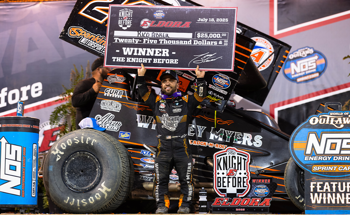 Rico Abreu holding up The Knight Before check