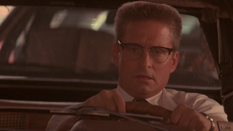 William Foster (Michael Douglas) in a traffic jam in Falling Down