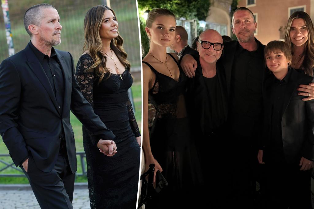 Christian Bale makes rare appearance with wife and kids at Dolce & Gabbana Alta Moda couture show