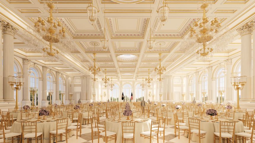 A rendering of the White House State Ballroom.